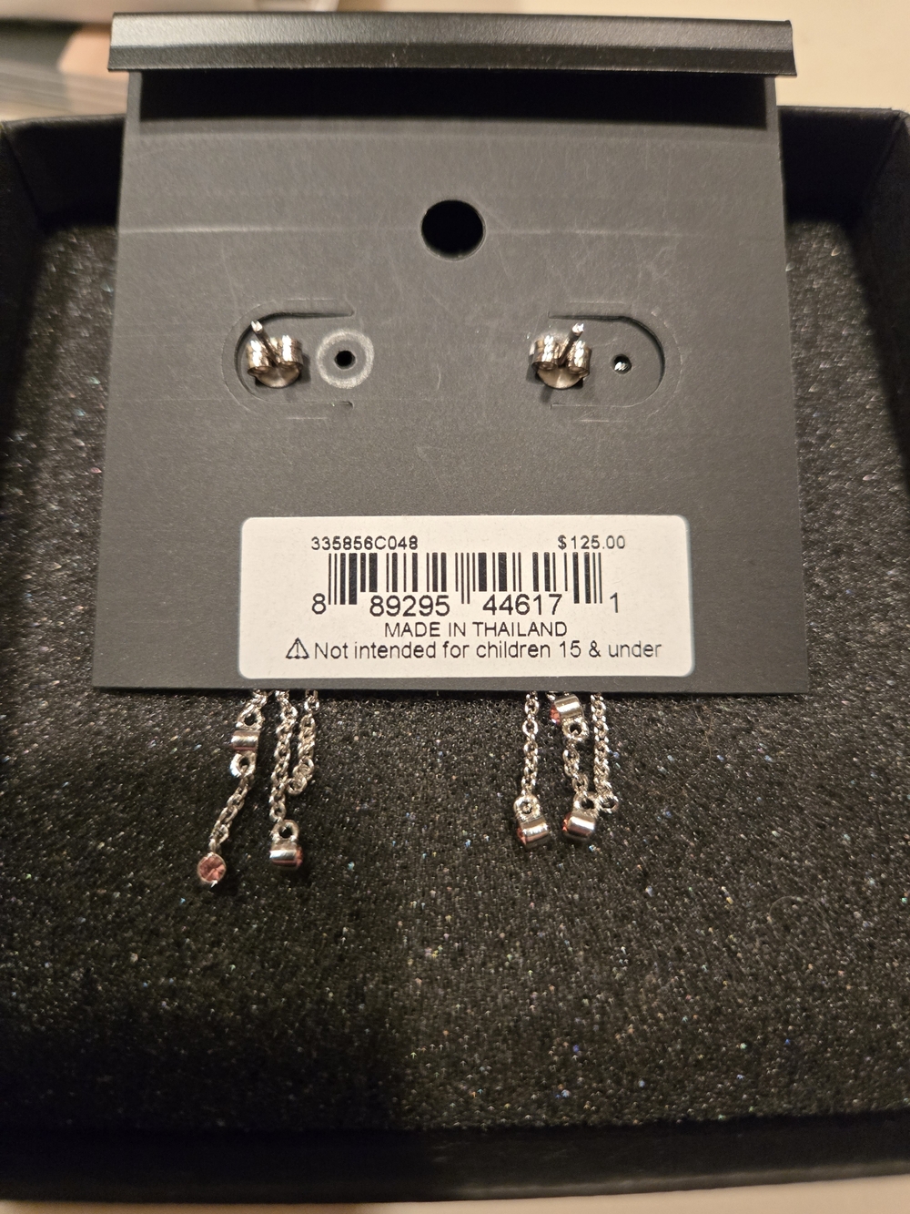 COACH Silver-Tone Bow Drop Earrings with Pink Crystals - Picture 2 of 2